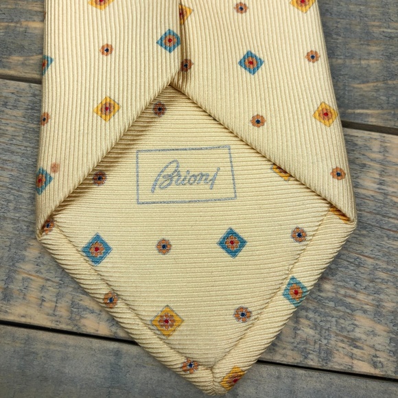 BRIONI Italy Men's yellow lavender & orange tie